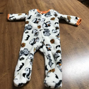 Peanuts Snoopy Mummy Halloween One Piece Footed Sleeper 6-9 Months Zip Up - Picture 1 of 8
