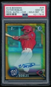VICTOR ROBLES 2016 BOWMAN CHROME GOLD AUTO #21/50 RC PSA 10 SEATTLE MARINERS - Picture 1 of 1