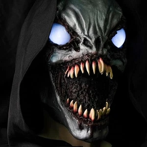 Maschera Illuminazione Occhi di Mostro Halloween Spaventosa Maschera Led, Lattice Creepiest Testa Piena R - Foto 1 di 5