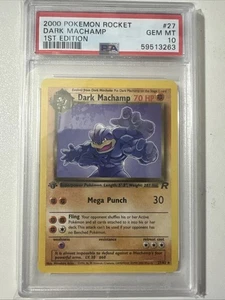 Pokemon PSA10 1° Edizione Dark Machamp 27/82 Team Rocket - Foto 1 di 2