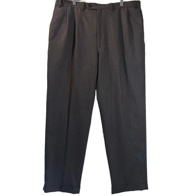 ~Tamanho 40x42”~ Calça social masculina Michael Kors cinza carvão lã cintura confortável - Imagem 1 de 4