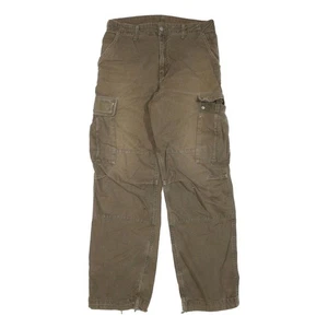 CARHARTT Mens Cotton Blend Brown Regular Cargo Trousers W32 L32 Workwear Zip - Picture 1 of 6