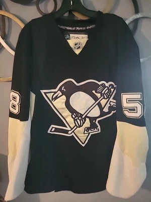 Camiseta deportiva de hockey Reebok auténtica oficial Kris Letang de los Pittsburgh Penguins #58 - 50 Foto 1 de 4