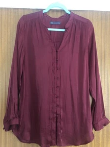 Burgundy Silky Satin Shirt. Size 8. M&S - Picture 1 of 8