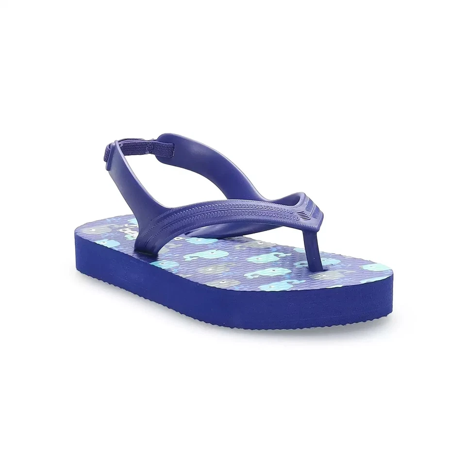 New Jumping Beans Boys Flip-Flop Sandals Blue Whales Size S (5T/6T) 🐳☀️ - Image 1 of 1