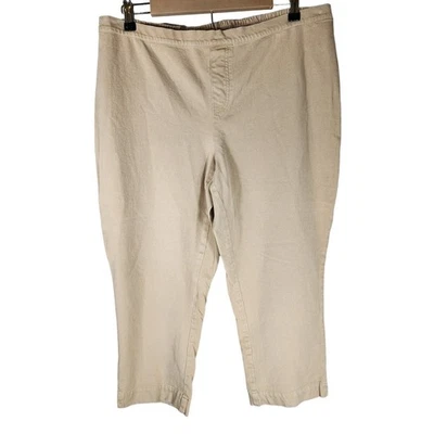 ISAAC MIZRAHI LIVE Tan Cotton Blend Loose Wide Leg Cropped Stretch Pants SZ 20WP - Image 1 of 4