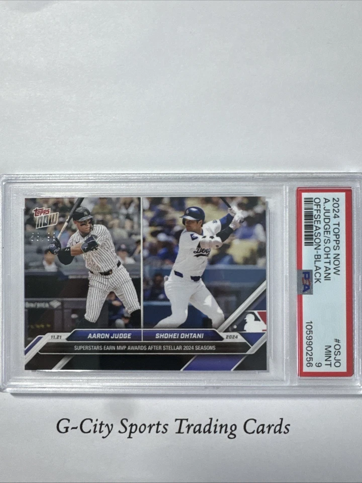 2024 Topps Now - Off-Season Aaron Judge, Shohei Ohtani #OS-JO Black 58/99 PSA 9 - Image 1 of 3
