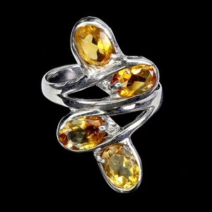 925 Anillo Plata de Ley Ovalado Citrino 7x5mm Gema Natural Joyería Talla 7 - Imagen 1 de 13