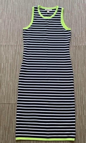 Mini abito Michael Kors a righe senza maniche nero bianco taglia XL nuovo senza etichette