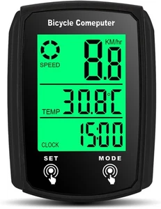URAQT Bike Computer, Universal 19 Functions IP54 Waterproof Bicycle Speedometer - Picture 1 of 9