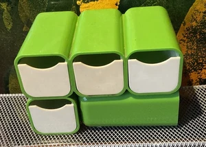 Vintage MCM Atomic Schreibtisch Organizer Caddy mit 4 Schubladen Fächern - Limettengrün - Bild 1 von 4