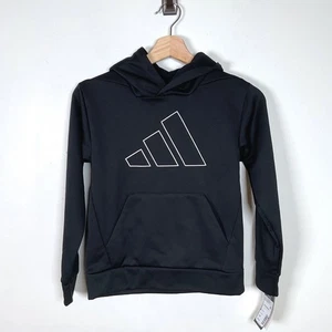 Adidas Kids Black Pullover Hoodie Sweatshirt Activewear - Picture 1 of 8