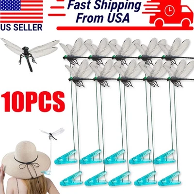 10X Clip de sombrero de libélula realista clip de libélula repelente de insectos clip de sombrero de libélula Foto 1 de 4
