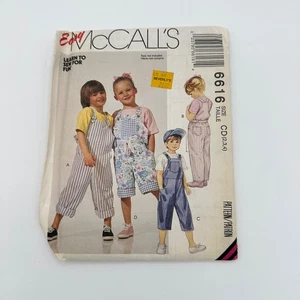 McCALL'S Sewing Pattern 6616 Kids Overalls Pants Shorts Size 2-4 Easy Sewing - Picture 1 of 4