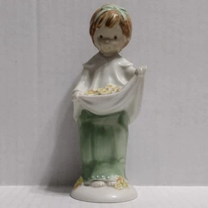 Vintage 1989 Kinka By Enesco "Flower Girl With Daisies" # 119032 Made In Japan - Picture 1 of 17