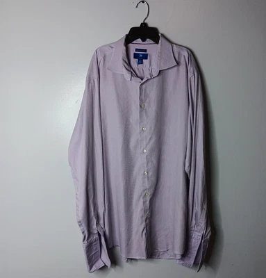 Camisa de vestir de algodón egipcio Egara para hombre alta talla 18 36-37 púrpura sin planchar calce ajustado Foto 1 de 4