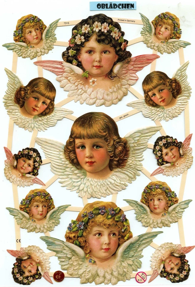 # GLANZBILDER # EF 7315 Engelsköpfe Engel wundervolle alte Motive toller Bogen #