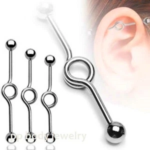 14G 316L Surgical Steel Ball End Looped Industrial Barbell - Picture 1 of 1