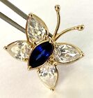 Classy Signed Dq Diamonique 14K Cz Yellow Gold Butterfly Ladies Brooch Pin