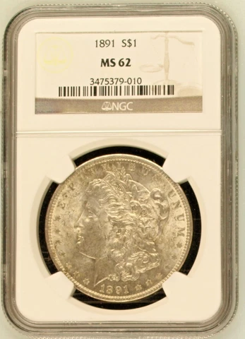 1891 Morgan Dollar MS-62 NGC Certified Cover