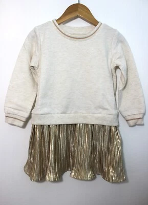 Nuevo con etiquetas Vestido Gymboree 2T Niñas Fiesta de Vacaciones Metálico Dorado Plisado Suave Crema 2018 Foto 1 de 4