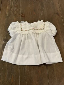 Alexis VTG Baby Girl Dainty Dress 6-9 Mos Embroidered Roses Lace White USA - Picture 1 of 12