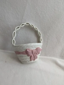 Shabby Chic Wall Hanging Basket Burwood Brand White Pink Nostalgic Cottage Core - Picture 1 of 9