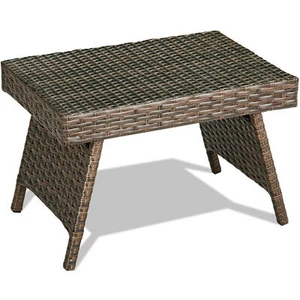 Folding Rattan Wicker Coffee Side Table Patio Garden Poolside Yard Outdoor - Picture 1 of 7