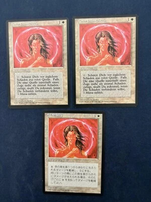 MTG 3X BLACK BORDERED CIRCLE OF PROTECTION: RED NM FBB GERMAN + JAPANESE CARDS - Image 1 of 4