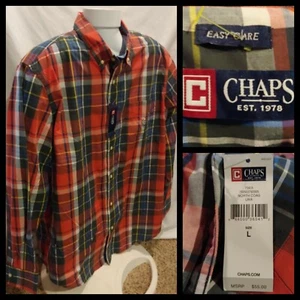 Mens Chaps Easy Care Long Sleeve Plaid Buttom Down Shirt Size Large MSRP $55.00 - Picture 1 of 10