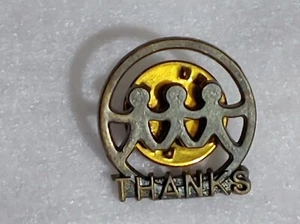 Save the Children First Thanks -Vintage - Black Lapel Pin - Holding Hands - Picture 1 of 6