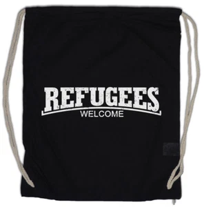 REFUGEES WELCOME III GIRLIE Turnbeutel Left Party Wing Socialist Communist - Picture 1 of 1