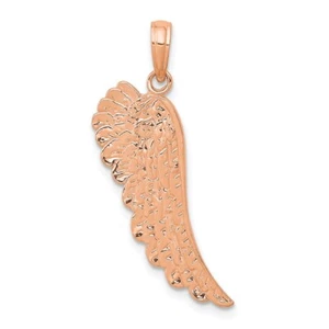 14K Rose Gold Angel Wing Pendant Gift 1.35g, L-34.25mm Gift for Mother - Picture 1 of 3