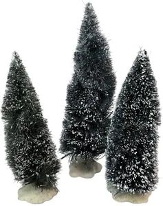 (3) Members Mark 34 PC Victorian Village Evergreen Trees Pine Snow Christmas - Picture 1 of 12