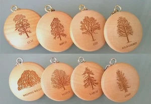 Round Wooden Keyring - Engraved With Your Favourite Tree - Wood - Gift - Present - Picture 1 of 33