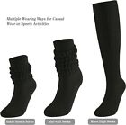 Knit Cotton Slouch Socks, Extra Long Scrunch Knee High Socks - 3 Pairs - Black