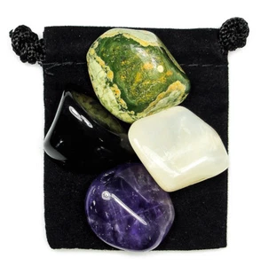 HIGHER GUIDANCE Tumbled Crystal Healing Set = 4 Stones + Pouch + Description - Bild 1 von 2