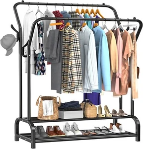 Garderobenständer Kleiderständer Kleiderstange Stabil Freistehend Schwarz B623 - Bild 1 von 9