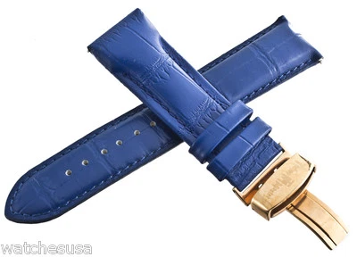 Correa de reloj de cuero azul oscuro Techno Master genuina de 24 mm Foto 1 de 4