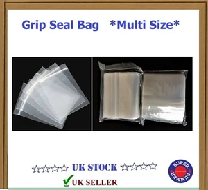 Grip Seal Self Seal Press Clear Polythene Bags Resealable Highest quality online - Picture 1 of 9