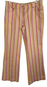 Rare VTG 90s Escada Sz 8 US Crop Womens LR Flare Striped Stretch Denim Jeans - Picture 1 of 10