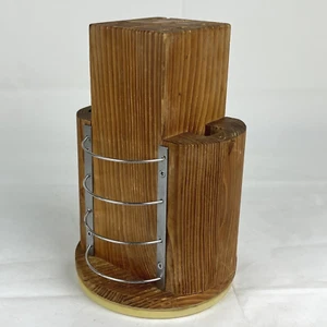 Vintage Wood Knife Block Storage Rotating Lazy Susan Caddy Utensils - Picture 1 of 9