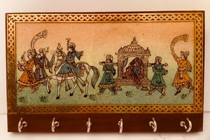 Porta llaves colgante JaipurCrafts madera Rajasthani obra de arte - Imagen 1 de 2