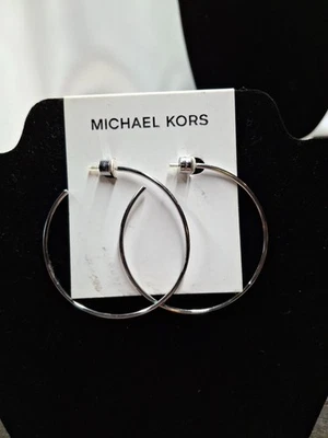 MICHAEL KORS MK Outlets Hoop Earrings Silver Stainless Steel 2.5" (D) MKJ4162040 - Image 1 of 4