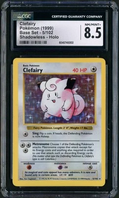 1999 Pokemon Base Set Shadowless Unlimited Clefairy Holo Rare 5/102 CGC 8.5 - Image 1 of 2