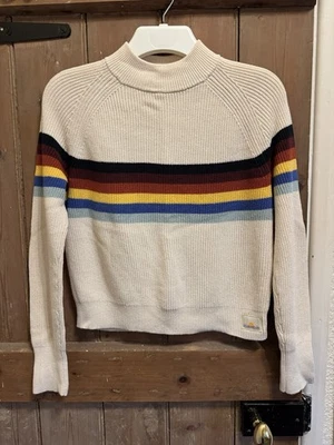 Superdry Size 12 Women’s Jumper High Neck California Preppy Style Cream Stripe - Image 1 of 4