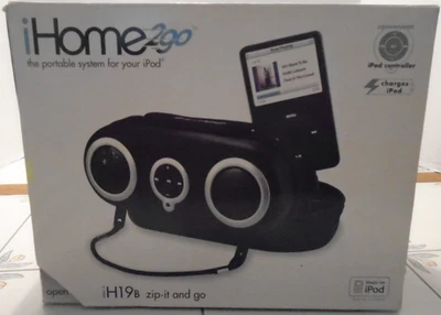 iHome2Go Speaker iPod Portable Sound System Model iH19b Black NIB - Image 1 of 4