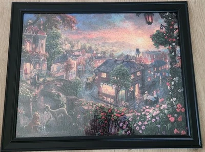 Rompecabezas enmarcado Thomas Kinkade Disney Dreams Lady and Tramp Fall in Love 16x20" Foto 1 de 4