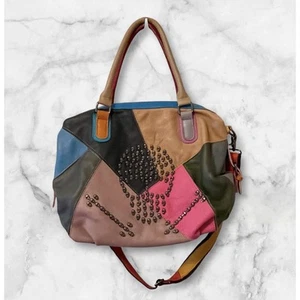 NEW Amerileather Skull & Crossbones Crossbody Purse Tote Studded Large Colorful - Picture 1 of 16