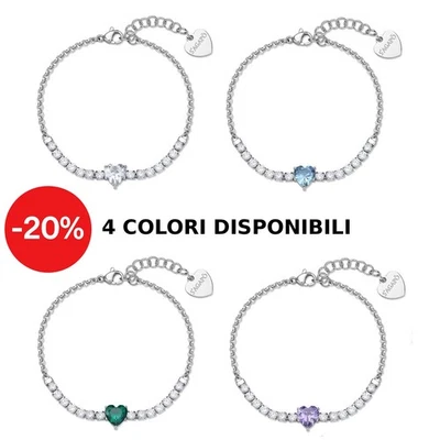 Bracciale Donna Acciaio Stile Tennis Cuore Zirconi Sagapo Dazzly SDZ151-154 - Immagine 1 di 2